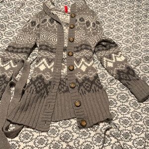 H&M Button Down Sweater with Hood Sz: 2